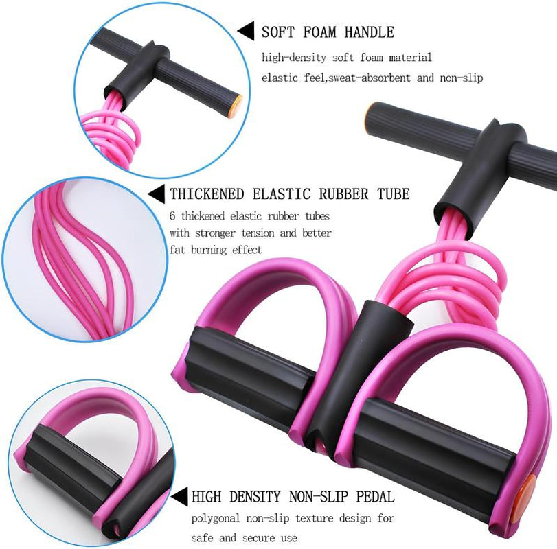 Multi-Functional 6-Tube Resistance Rope Band Pedal Puller, Foot Pedal Resistance Bands for Yoga & Outdoor Saunas & Parts，Proflex Smart Resistance System - All-In-One Muscle Builder，Pedal Exercise Band for Bodybuilding