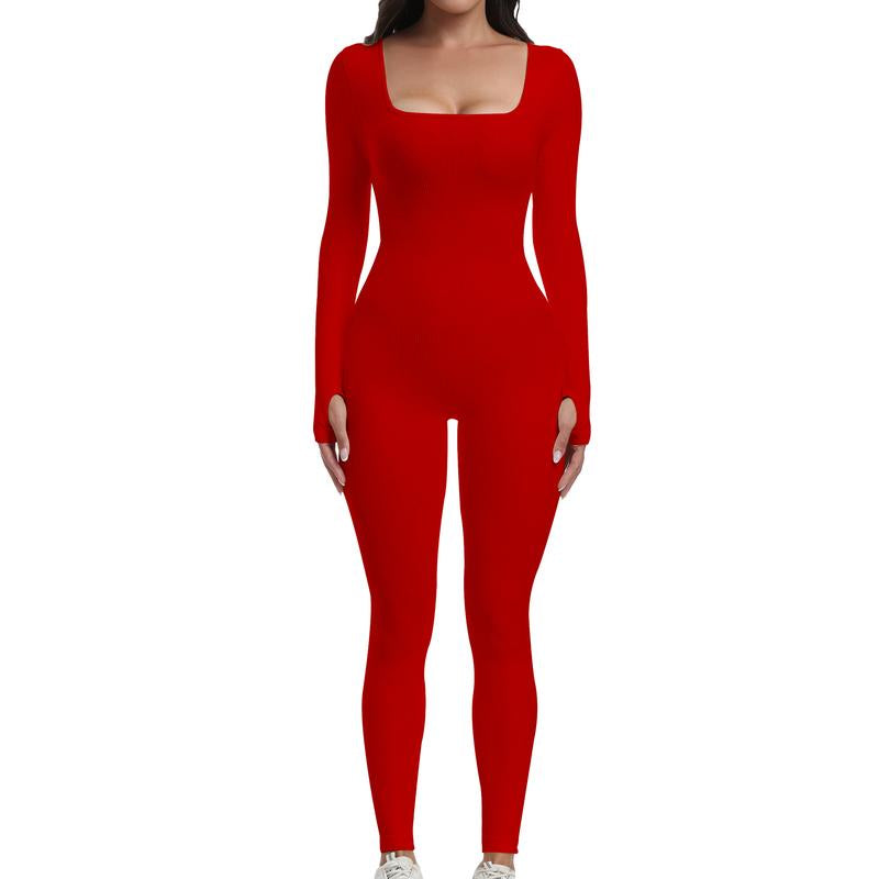 Sese Code Store Women Yoga Jumpsuits Workout Ribbed Long Sleeve Sport Jumpsuits