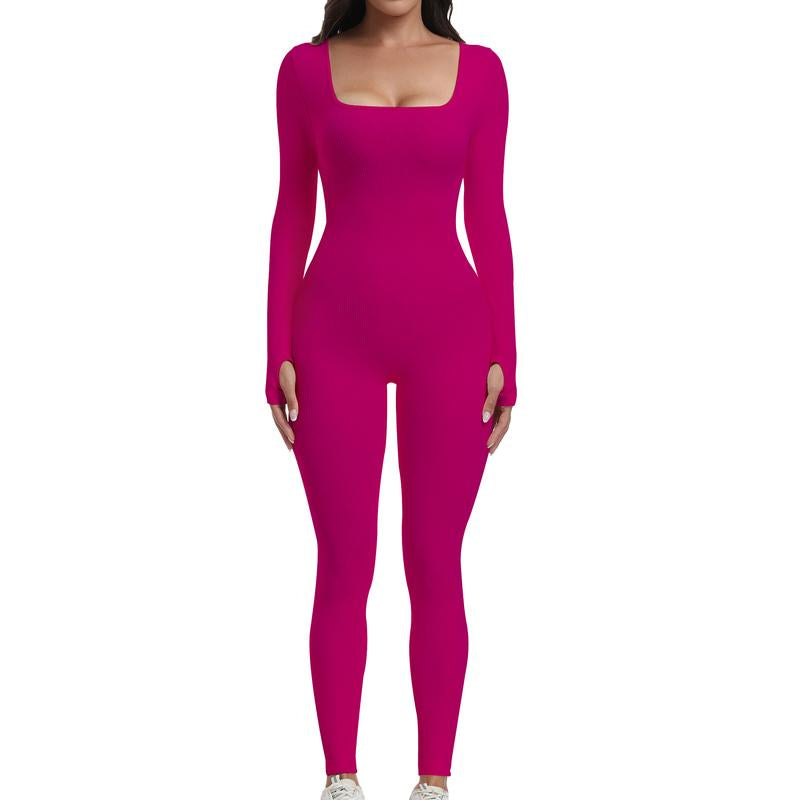 Sese Code Store Women Yoga Jumpsuits Workout Ribbed Long Sleeve Sport Jumpsuits