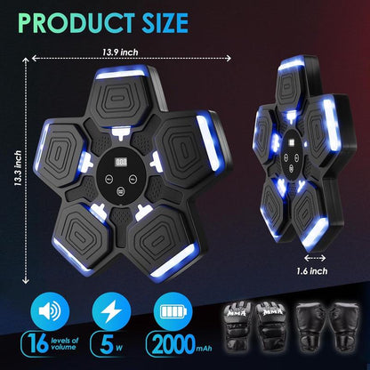 Music Boxing Machine for Adults Kids with Boxing Gloves, Boxing Wall Mount Machine 9 Speeds & 9 Modes, Smart Bluetooth Punching Trainer