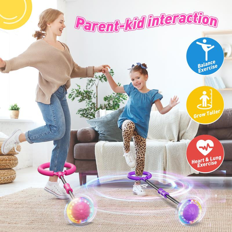 3-In-1 Skip Ball for Kids Rechargeable LED Flash Wheel with Counter Timer & Calorie Tracker Adjustable Rope Home Workout Equipment Fun Indoor & Outdoor Exercise Gift