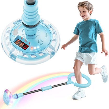 3-In-1 Skip Ball for Kids Rechargeable LED Flash Wheel with Counter Timer & Calorie Tracker Adjustable Rope Home Workout Equipment Fun Indoor & Outdoor Exercise Gift