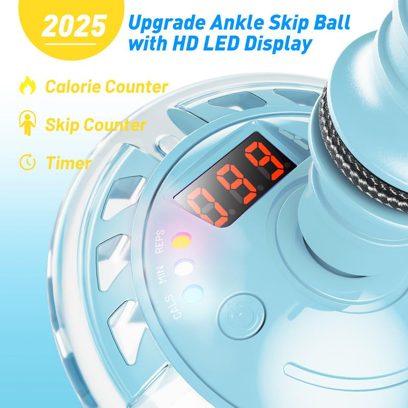 3-In-1 Skip Ball for Kids Rechargeable LED Flash Wheel with Counter Timer & Calorie Tracker Adjustable Rope Home Workout Equipment Fun Indoor & Outdoor Exercise Gift