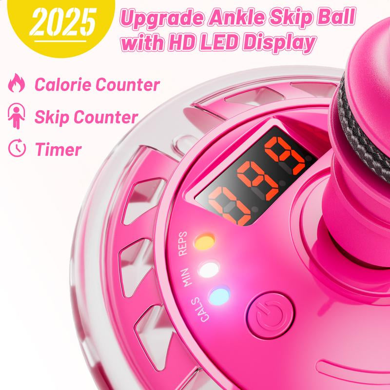 3-In-1 Skip Ball for Kids Rechargeable LED Flash Wheel with Counter Timer & Calorie Tracker Adjustable Rope Home Workout Equipment Fun Indoor & Outdoor Exercise Gift