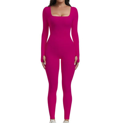 Sese Code Store Women Yoga Jumpsuits Workout Ribbed Long Sleeve Sport Jumpsuits