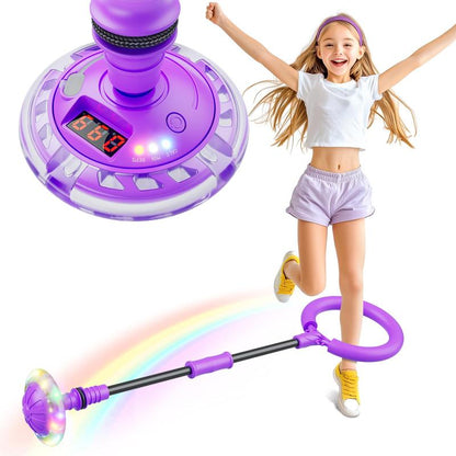 3-In-1 Skip Ball for Kids Rechargeable LED Flash Wheel with Counter Timer & Calorie Tracker Adjustable Rope Home Workout Equipment Fun Indoor & Outdoor Exercise Gift